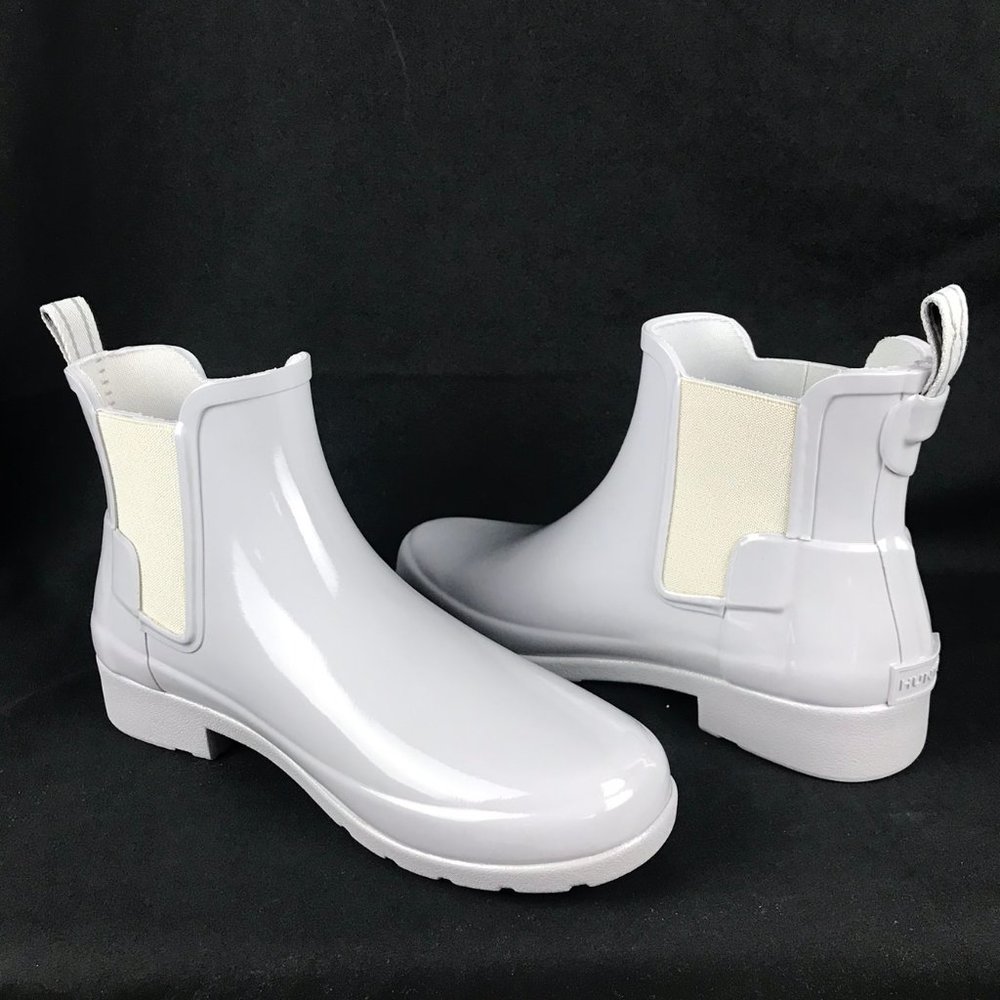 Hunter Boots White Glossy Chelsea Booties NEW Sz 6 - Picture 6 of 8